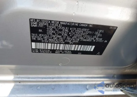 2009 Toyota Rav4 из США, поврежденный, VIN 2T3ZF33V59W007498